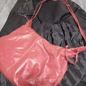 Chic Coral Leather Shoulder Bag